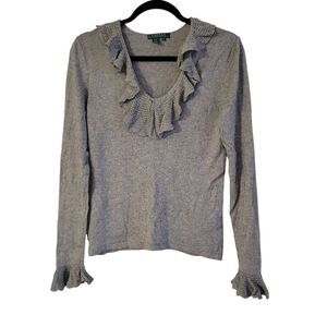 Lauren Ralph Lauren Heather Gray Ruffle Blouse